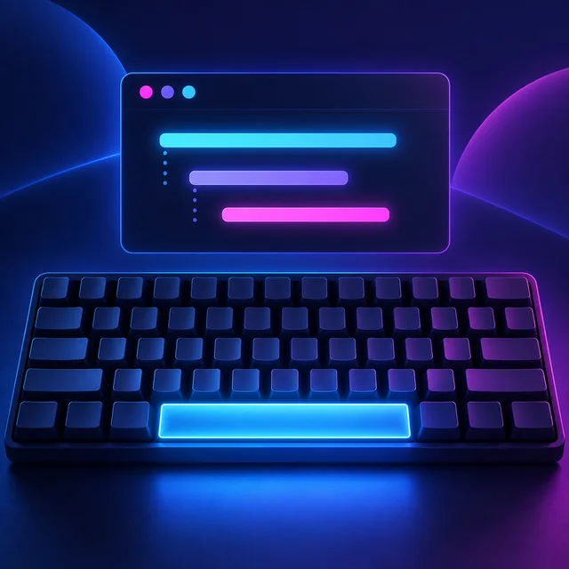 Glowing space bar beneath three progressively indented lines in a code editor